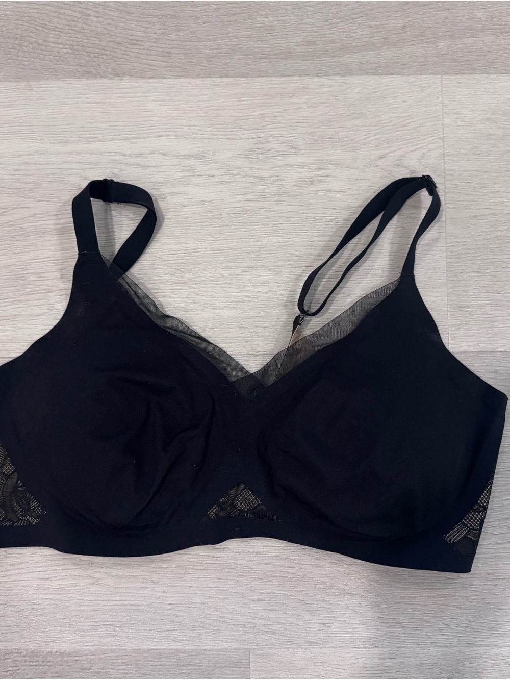 Honeylove Black Wireless Bralette with Sheer Mesh Trim